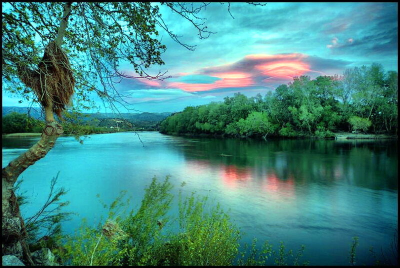 River at Sunset — Blue, Serene, Photograph
