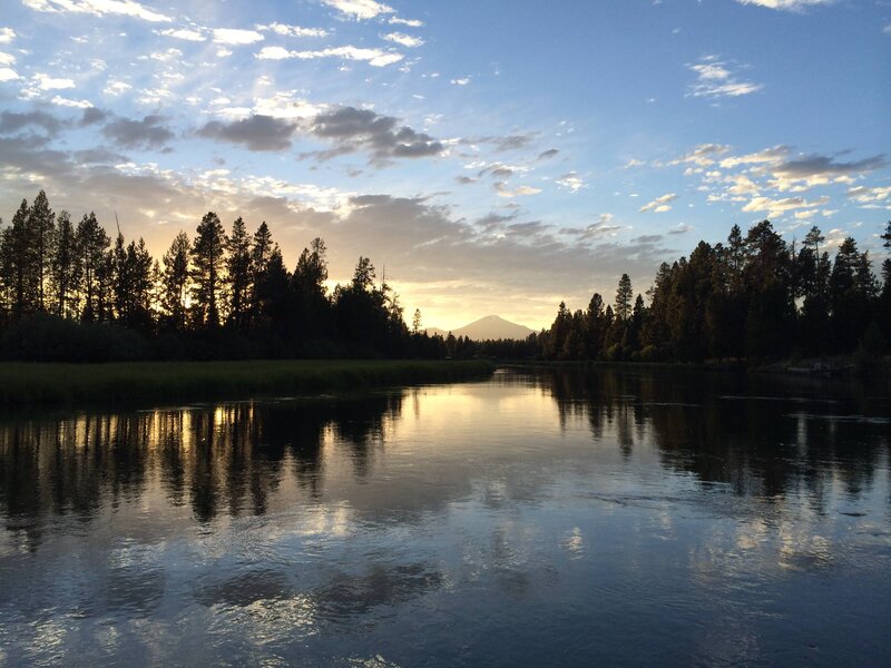 River at Sunset — Blue, Serene, Photograph, Trees, Mountain