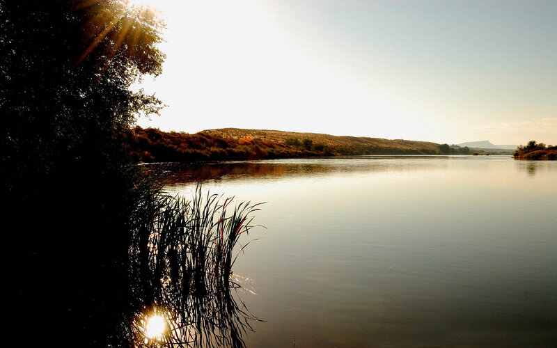 River at Sunset — Brown, Serene, Photograph
