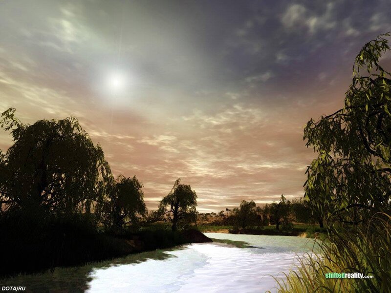 River at Sunset — Brown