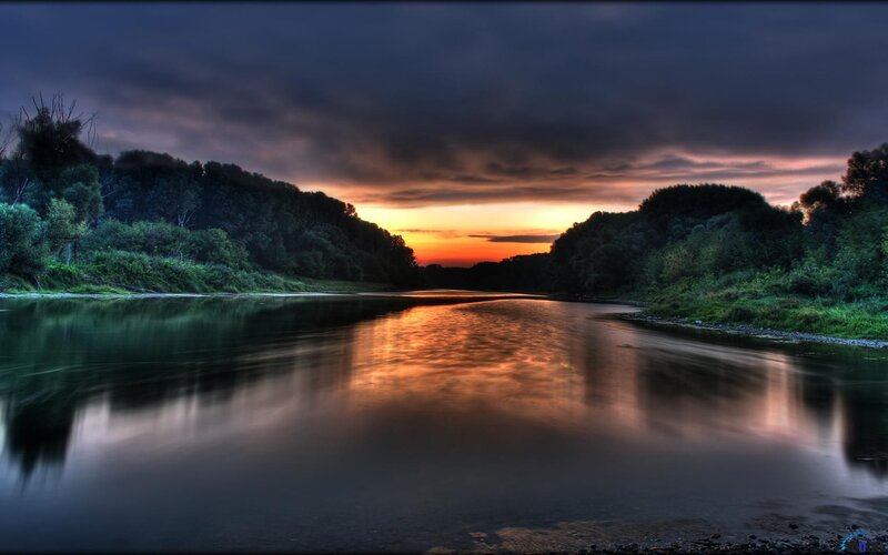 River at Sunset — Dramatic, Photograph