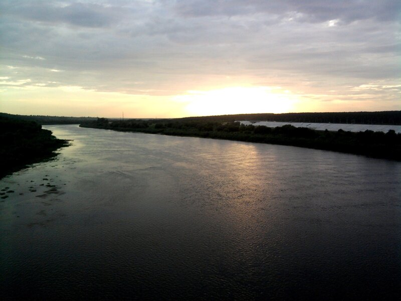 River at Sunset — Gray