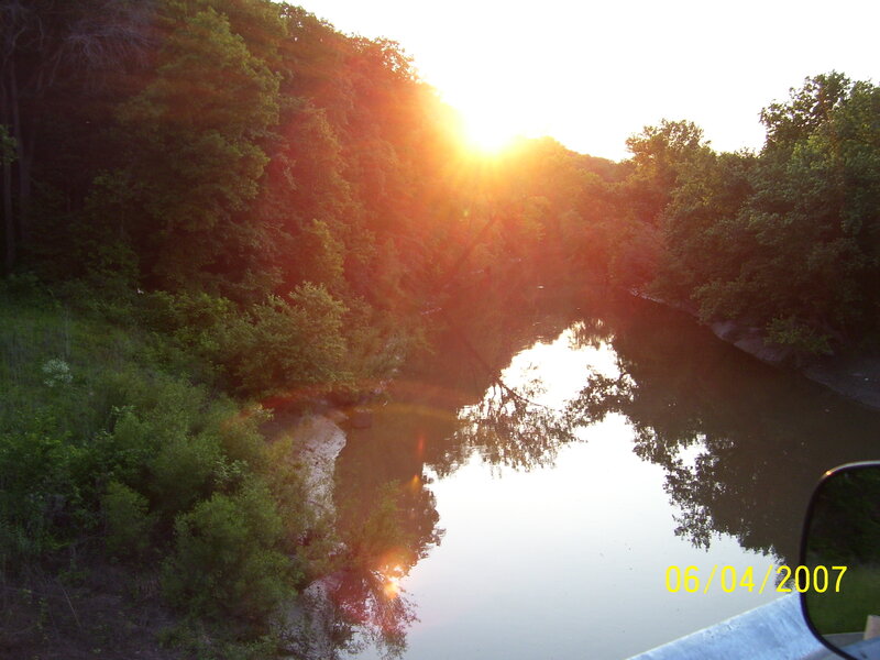 River at Sunset — Green, Serene, Photograph, Trees, Mirror