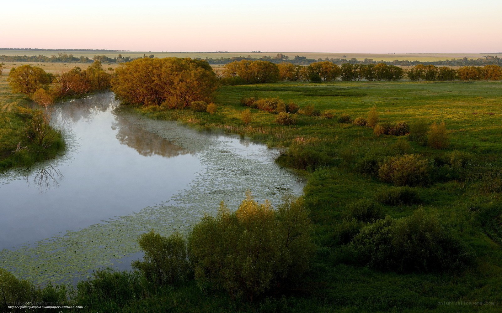 River at sunset in a meadow