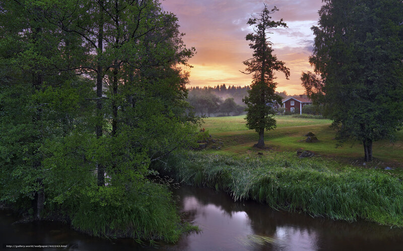 River at sunset in the countryside