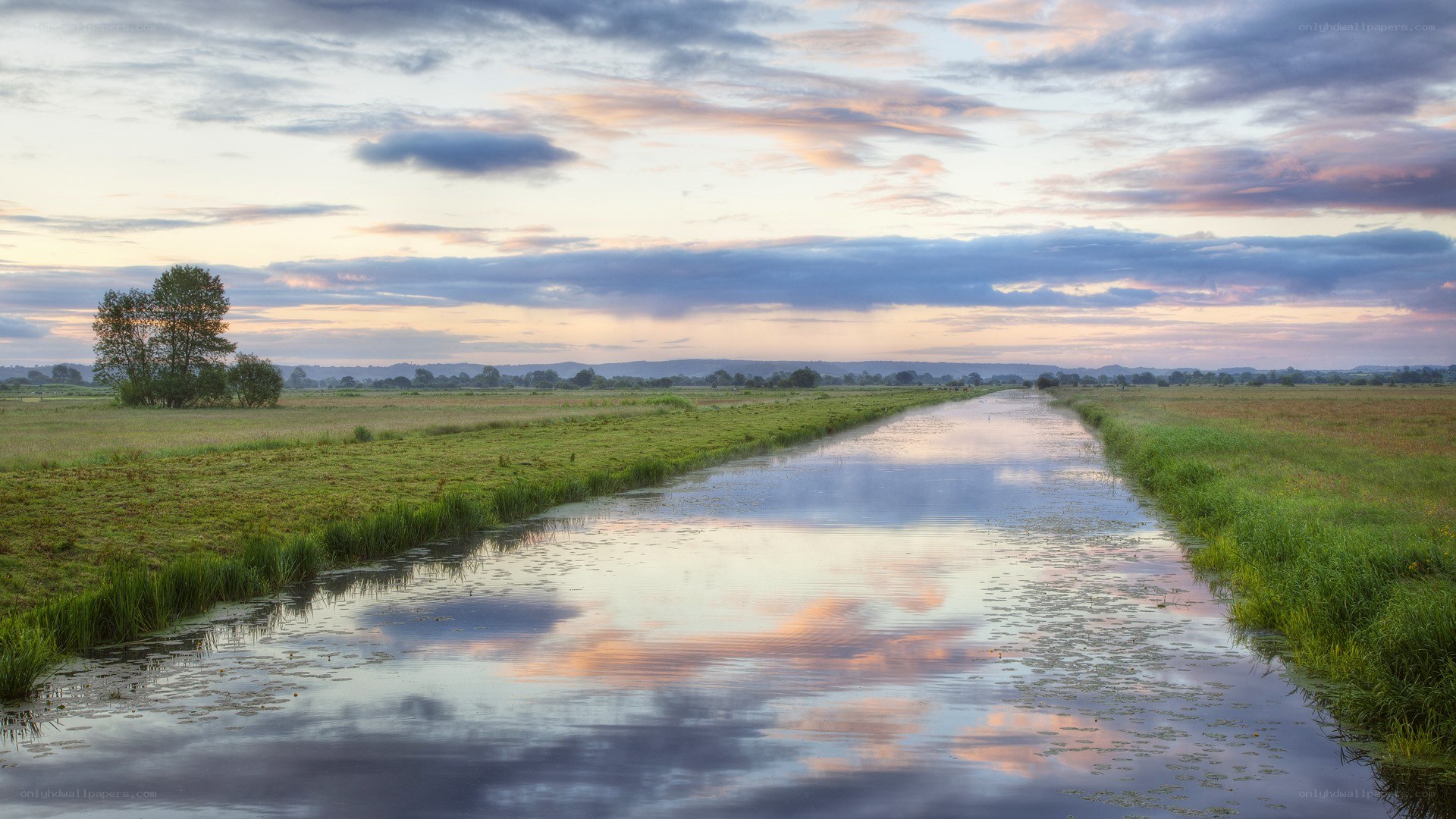 River at sunset in the countryside