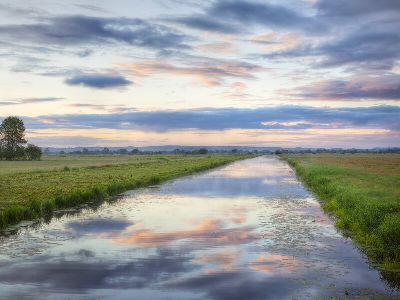 River at sunset in the countryside