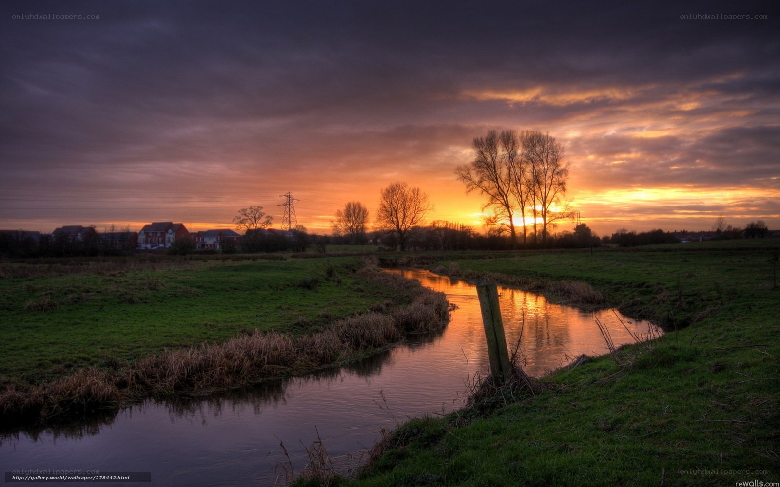 River at sunset in the countryside
