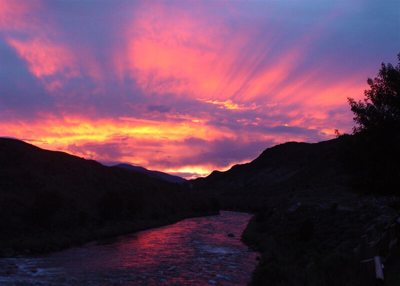 River at sunset in the mountains
