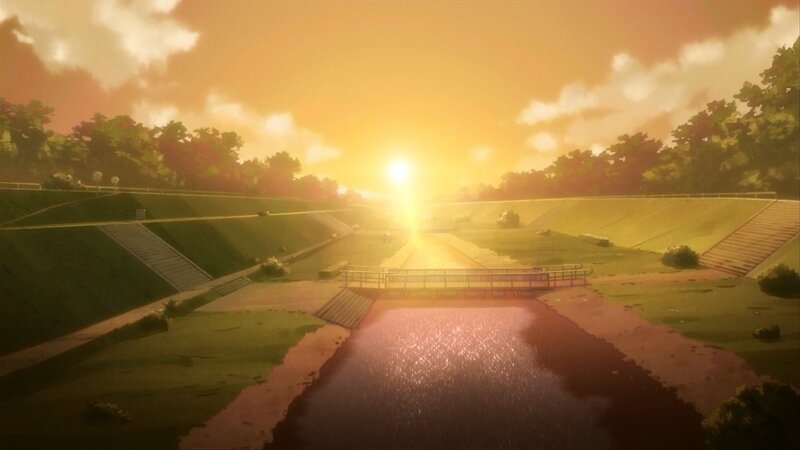 River at Sunset — Orange, Serene, Anime