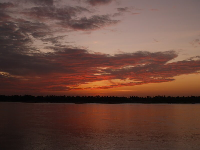 River at Sunset — Orange, Serene, Photograph, Sky, Clouds