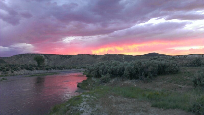 River at Sunset — Pink, Dramatic, Photograph, Sky