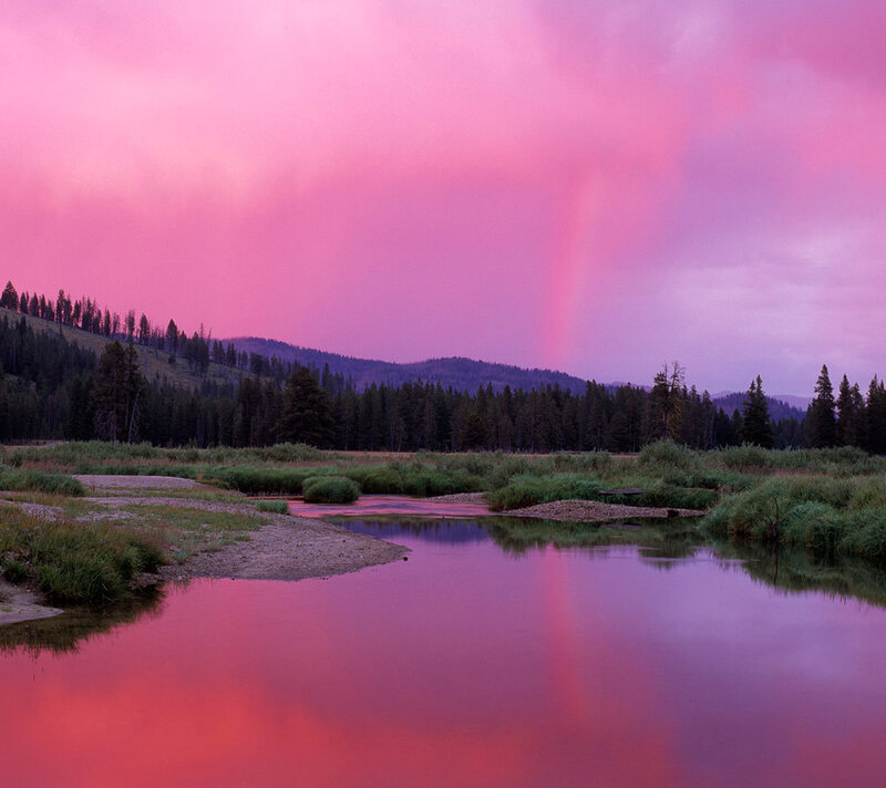 River at Sunset — Pink, Dramatic, Photograph