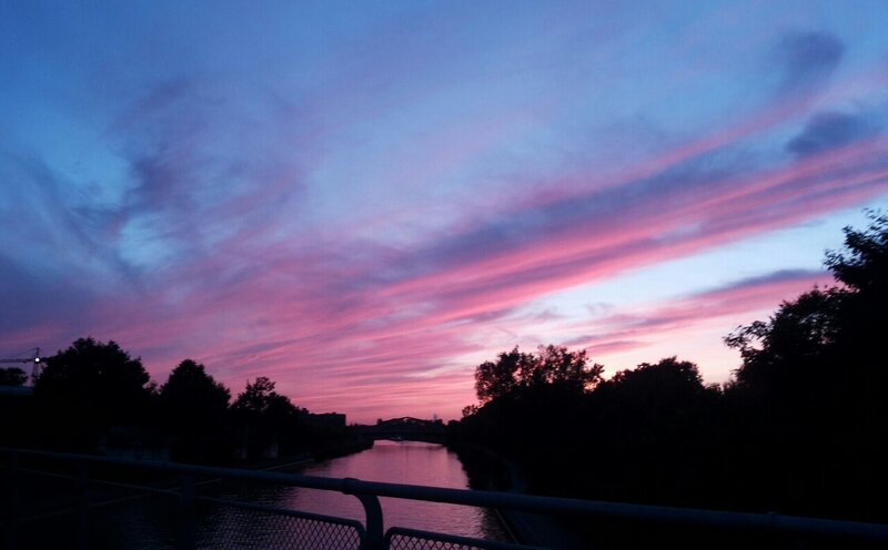 River at Sunset — Pink, Serene, Photograph, Sky