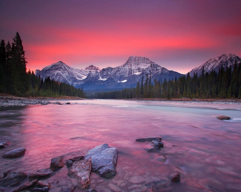 River at Sunset — Pink, Serene