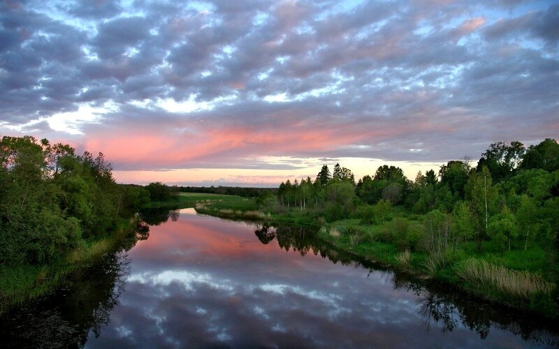 River at Sunset — Pink