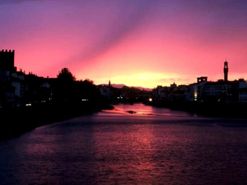 River at Sunset — Purple, Dramatic, Photograph, City Skyline