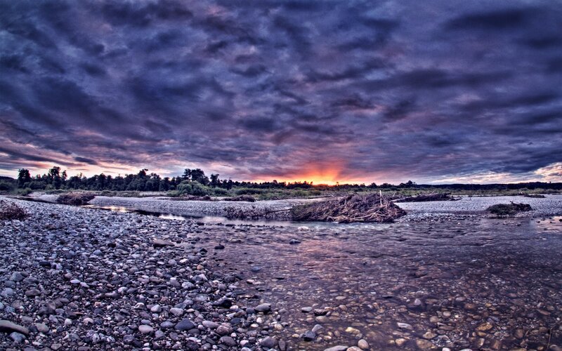 River at Sunset — Purple, Dramatic