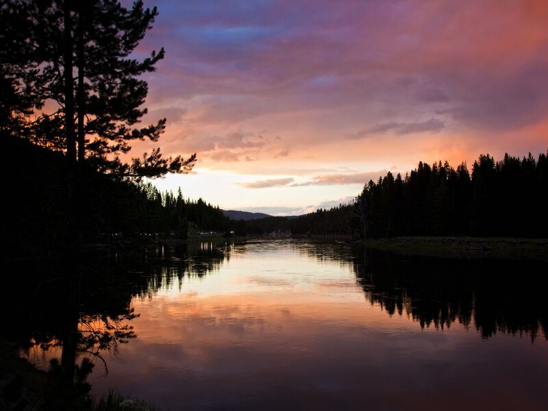 River at Sunset — Purple, Trees