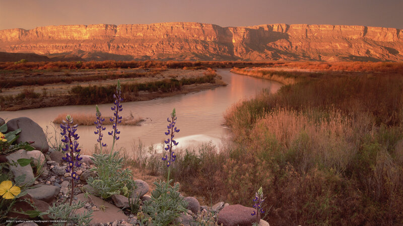 River at sunset with cliffs