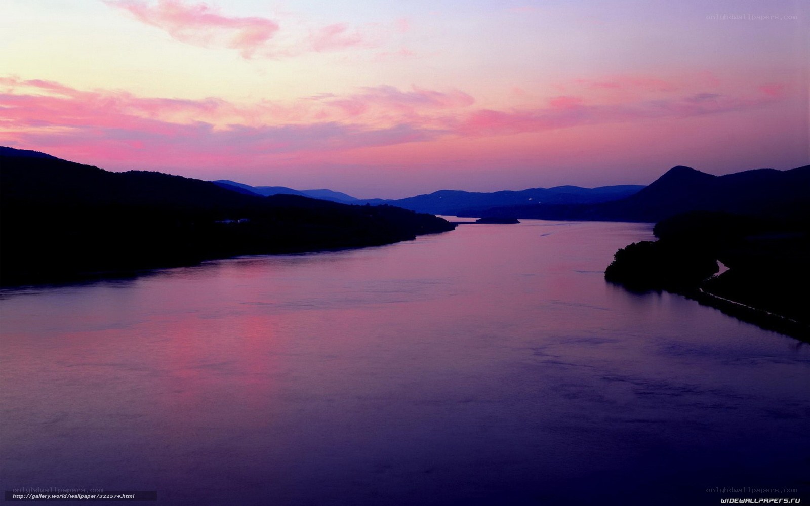 river at sunset with pink sky