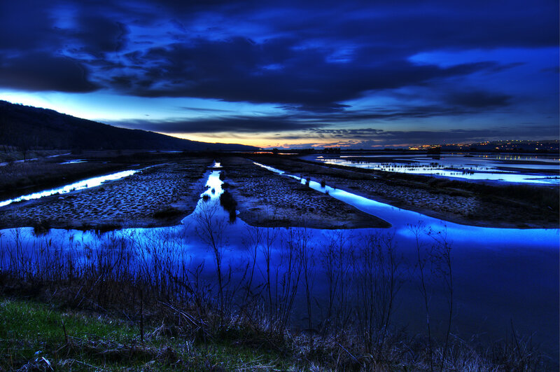 River at Twilight — Blue, Dramatic