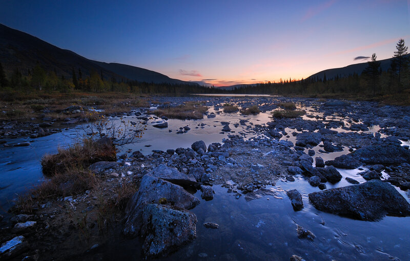 River at Twilight — Blue, Serene