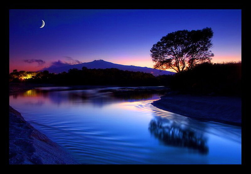 River at Twilight — Blue
