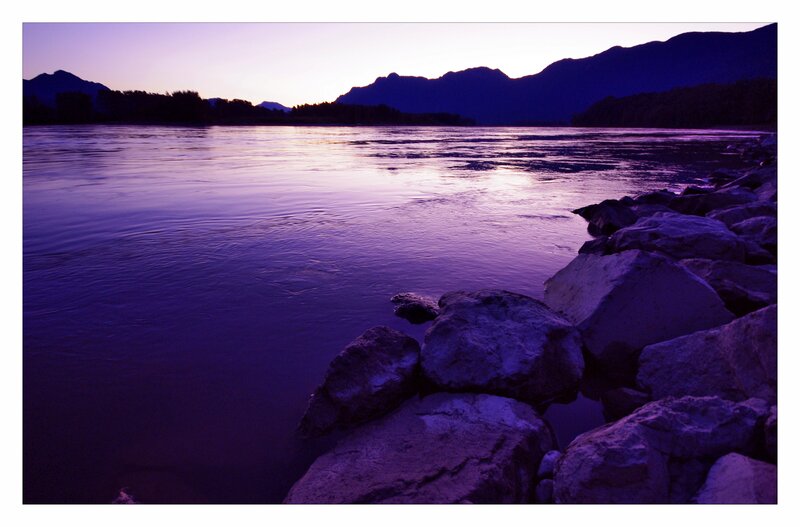 River at Twilight — Purple, Serene, Sunset