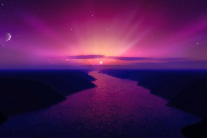River at Twilight — Purple, Serene