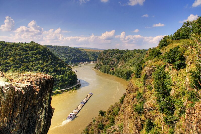 River Barge in Canyon — Blue