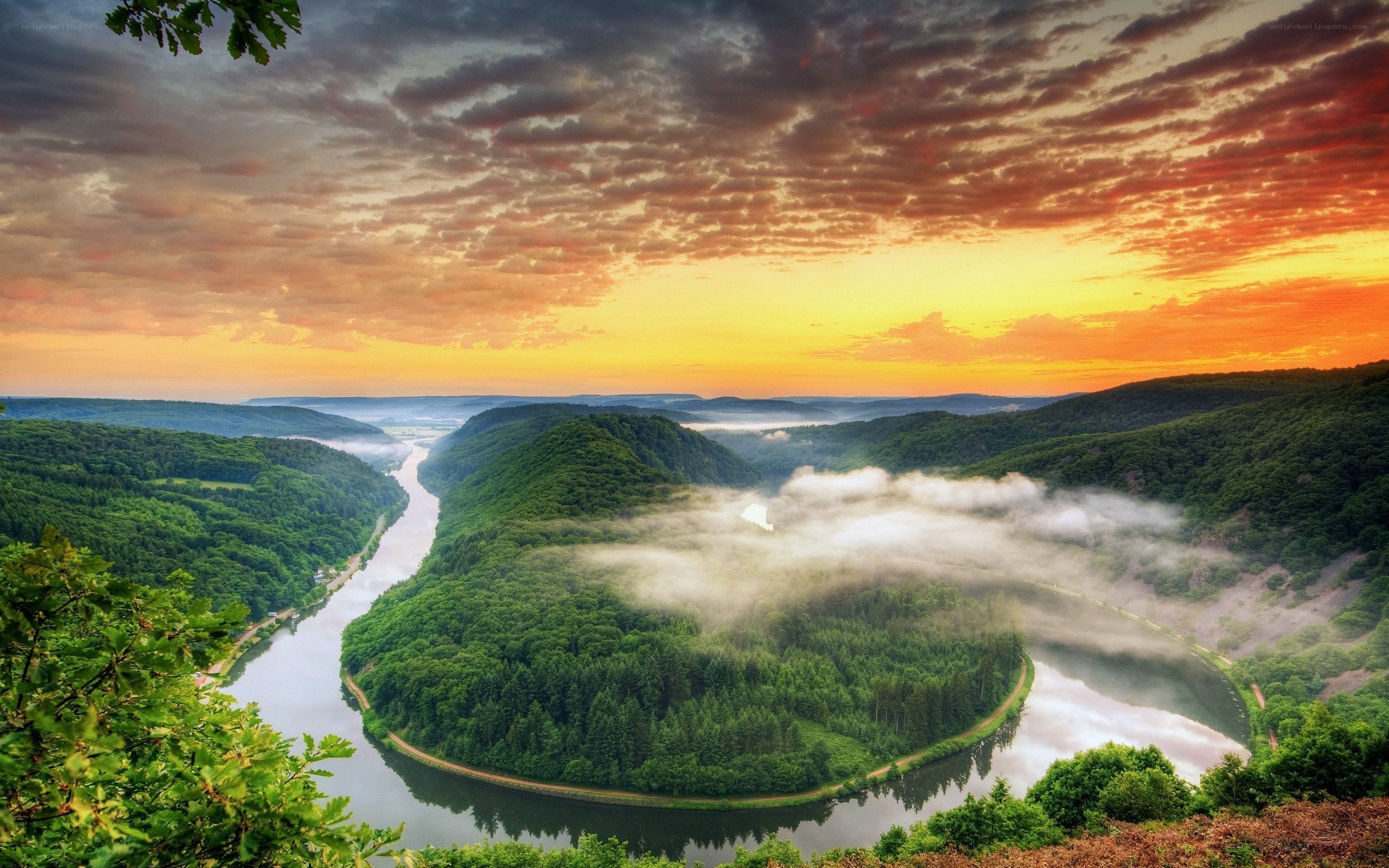 river bend at sunrise