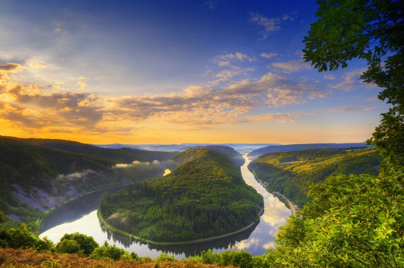 River bend at sunset