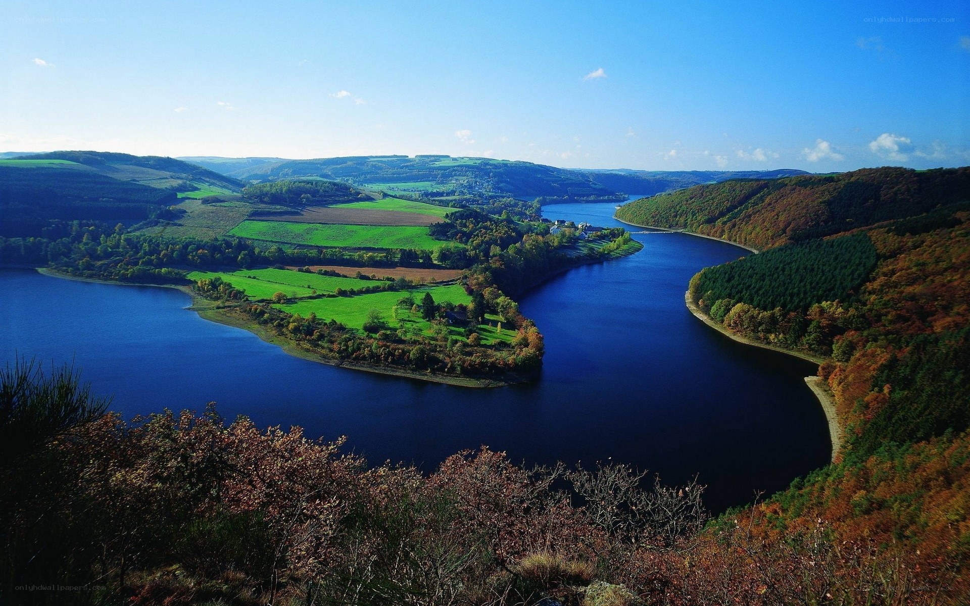 River bend in a scenic valley