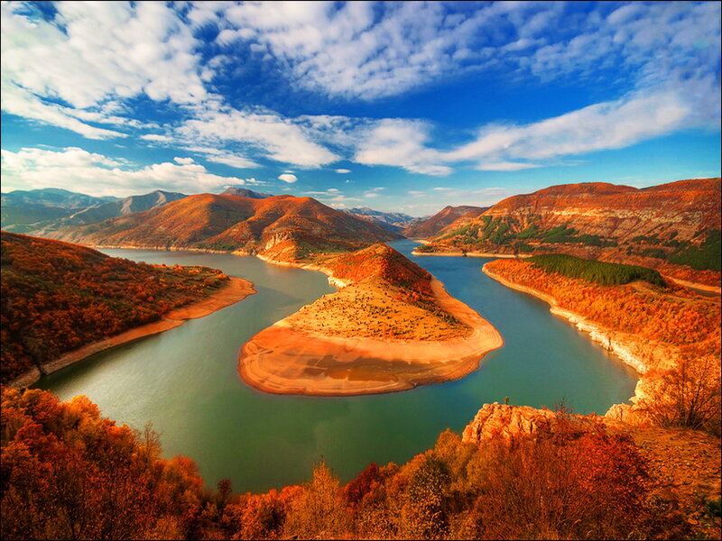 River Bend in Autumn — Blue