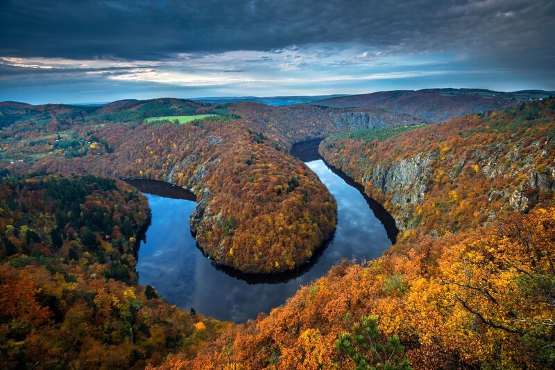 River Bend in Autumn — Orange, Dramatic