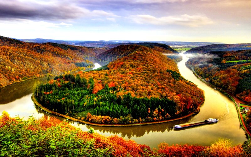 River Bend in Autumn — Orange