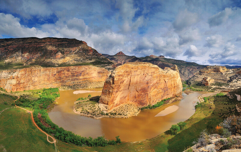 River Bend in Canyon — Brown, Dramatic, Afternoon, Photograph, Mountains