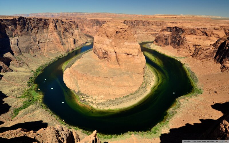River Bend in Canyon — Brown, Dramatic, Afternoon, Photograph, Sandstone