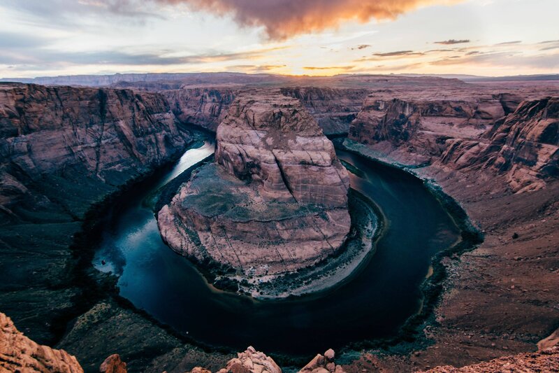 River Bend in Canyon — Brown, Dramatic, Sunset