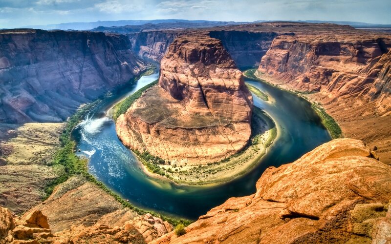 River Bend in Canyon — Red, Dramatic, Afternoon, Photograph