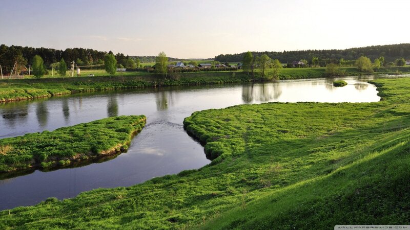 River Bend in Green Fields