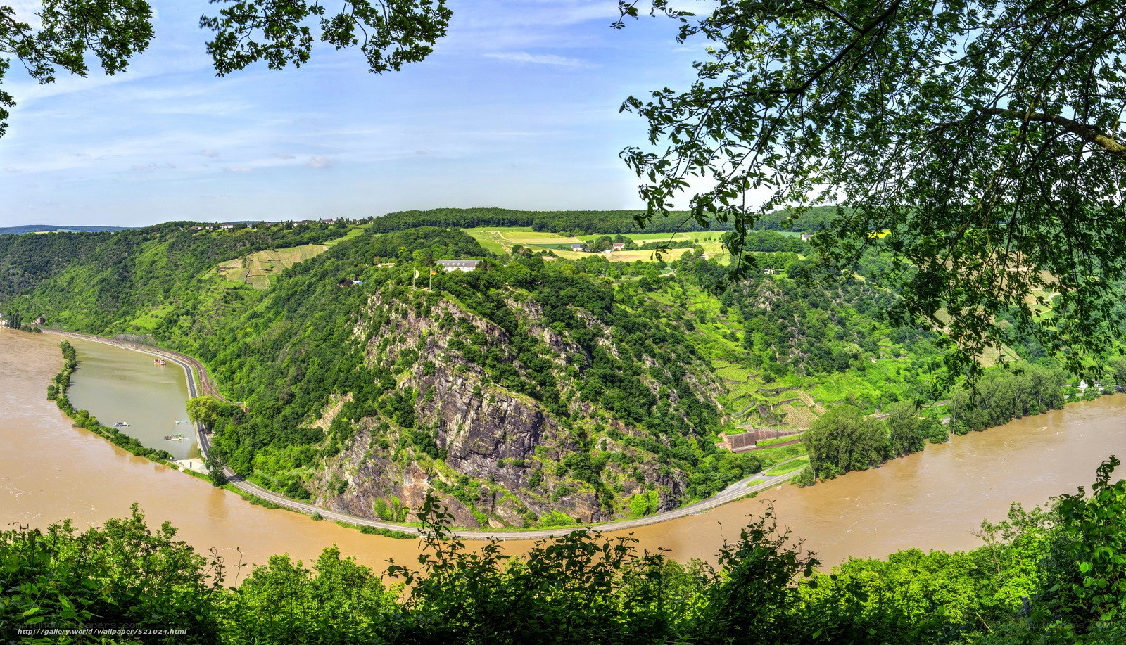 river bend in green valley