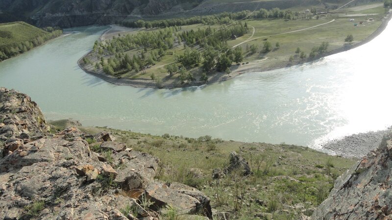river bend in mountain valley