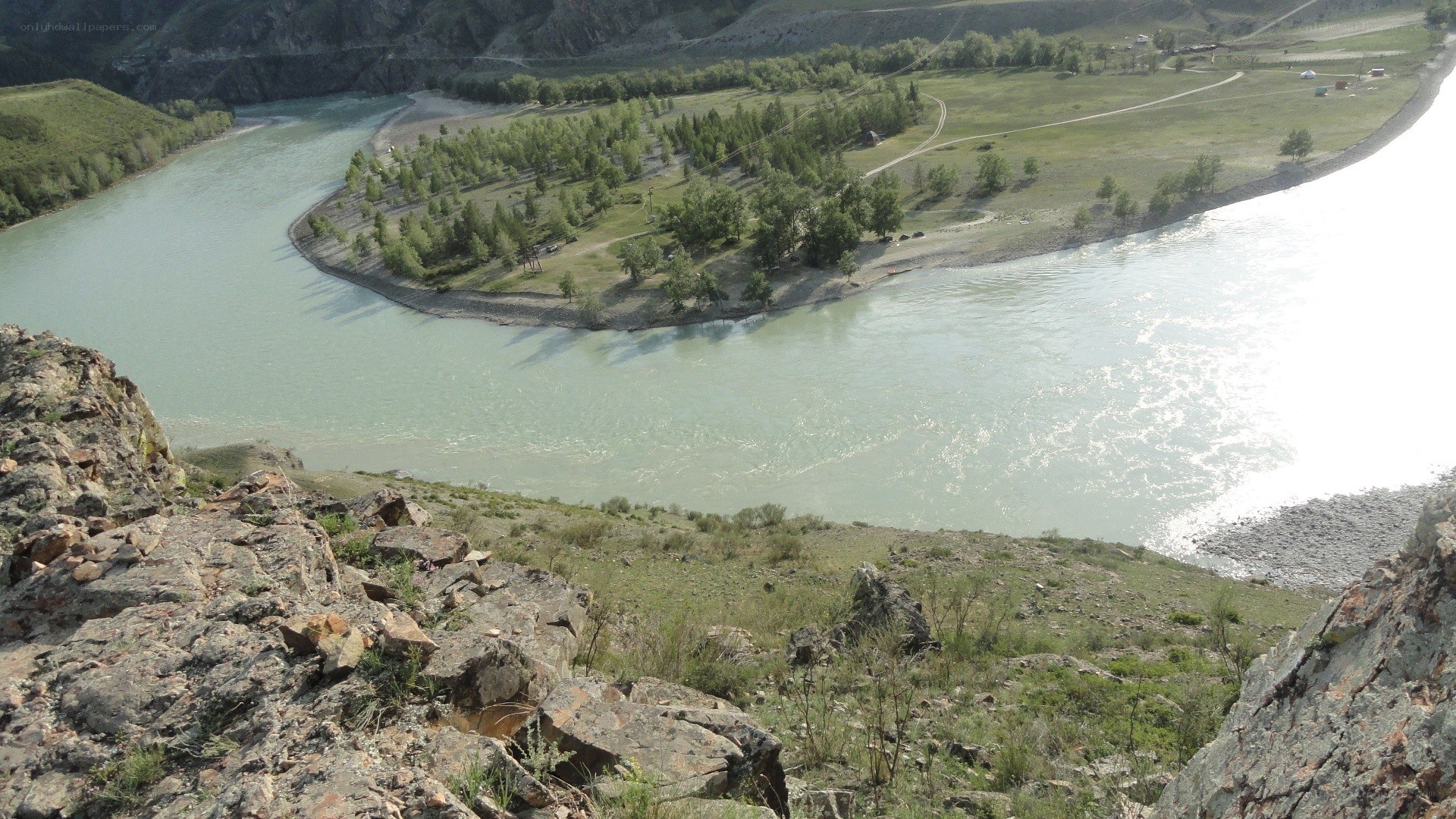 river bend in mountain valley