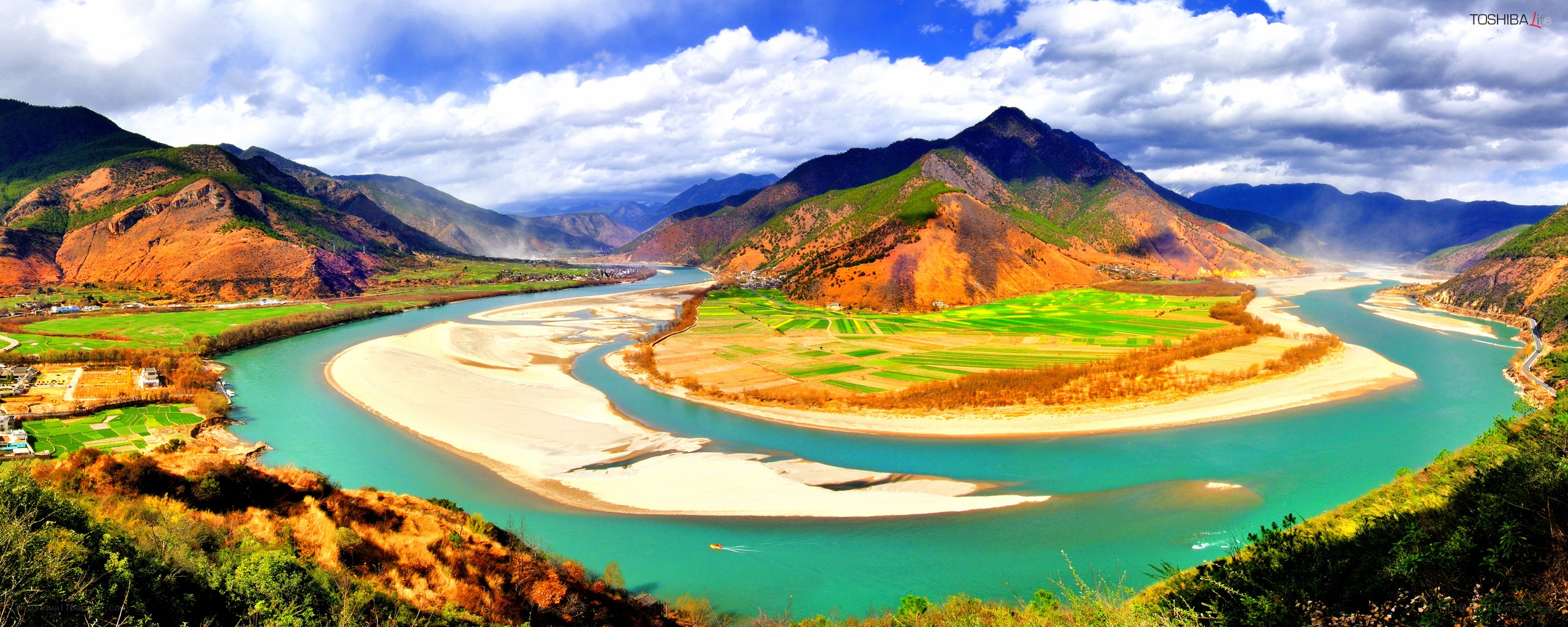 river bend in mountain valley
