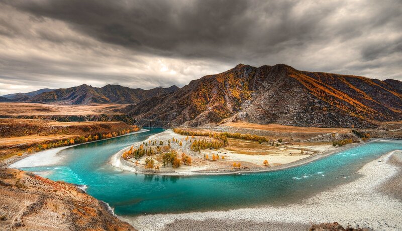 River Bend in Mountains — Blue