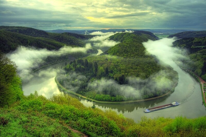 River Bend with Fog — Green