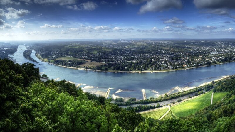 River Bend with Town — Green