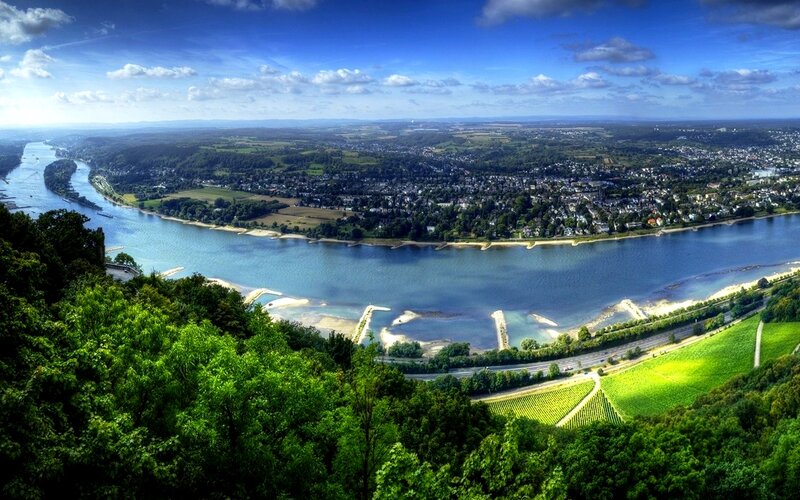 River Bend with Town